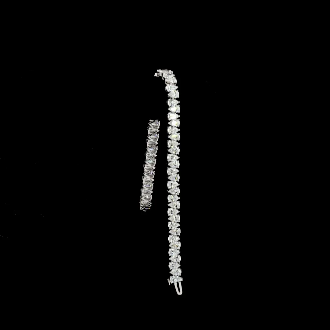 11 Cts 14k White Gold Pear Shape Tennis Bracelet - Image 3