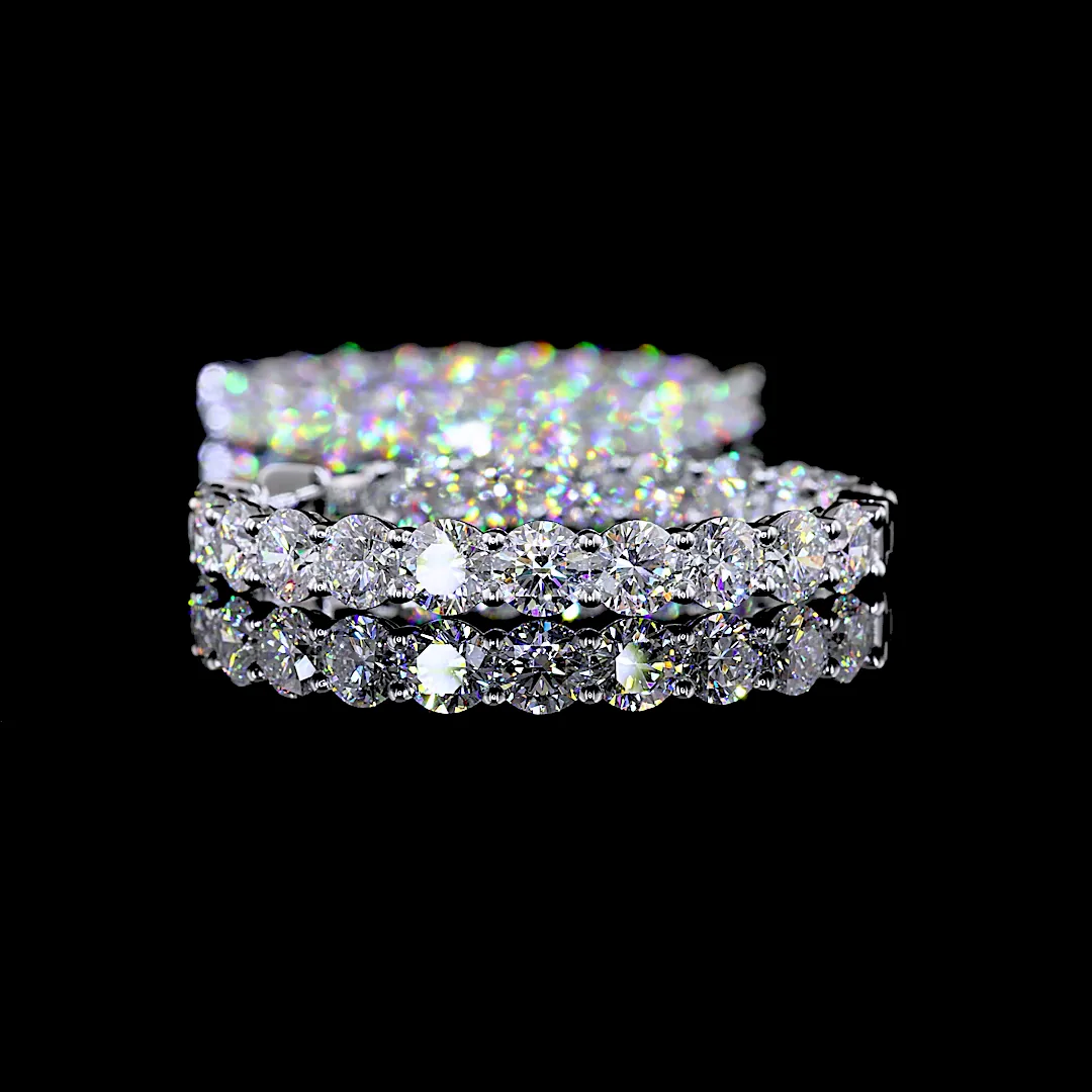 11.81 Cts 14k White Gold Round Shape Hoops Earring - Image 2