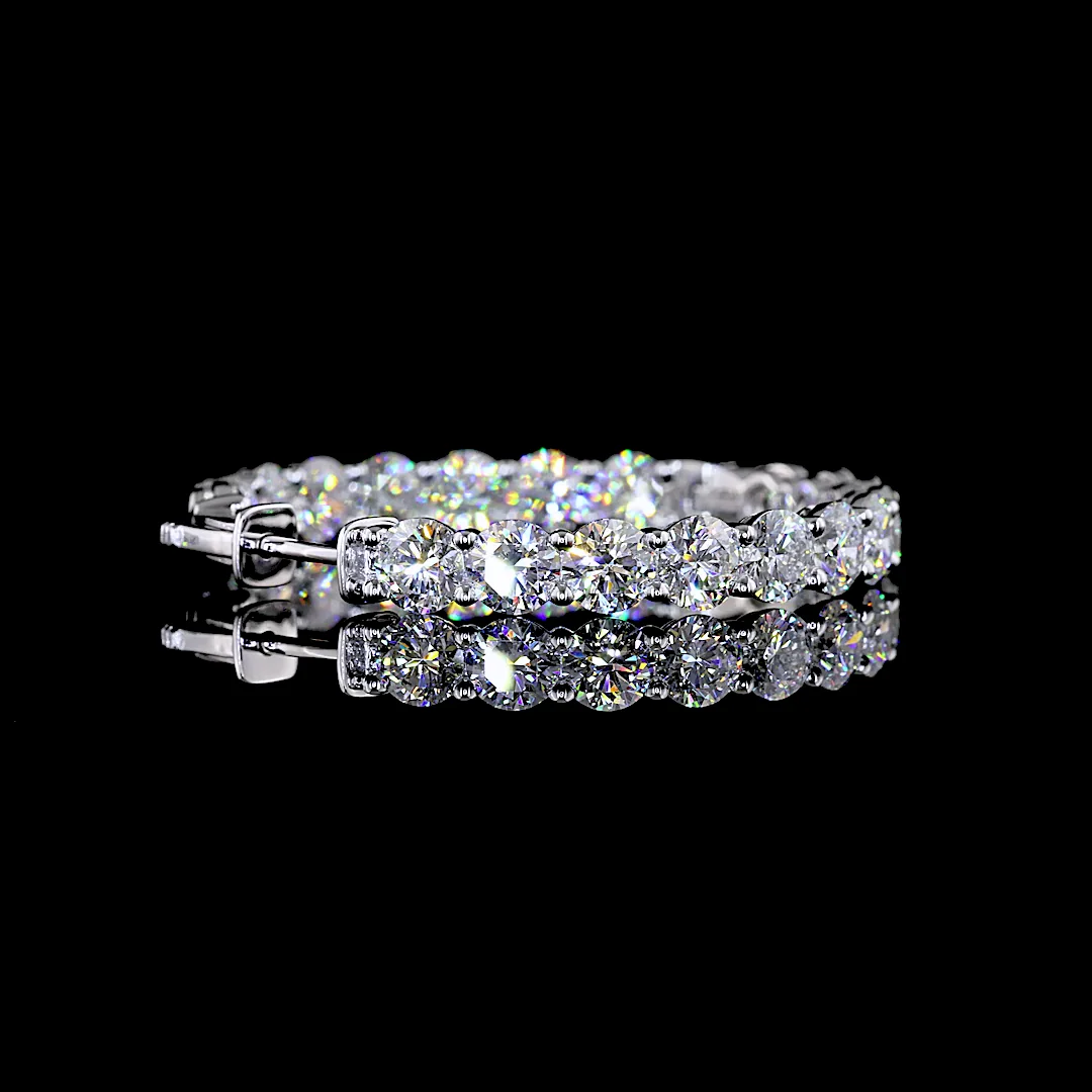 11.81 Cts 14k White Gold Round Shape Hoops Earring - Image 4
