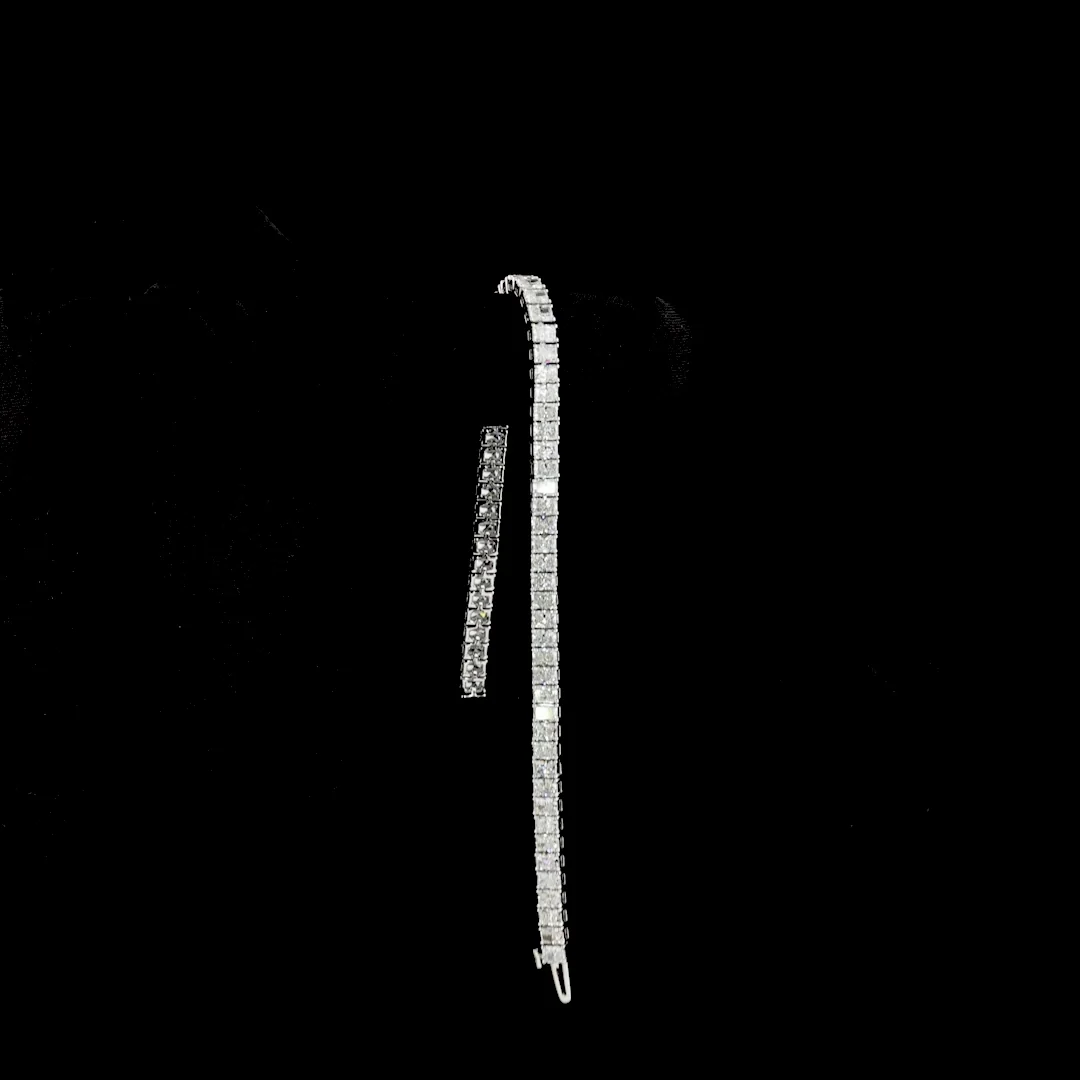 7.79 Cts 14k White Gold Radiant Shape Tennis Bracelet - Image 3