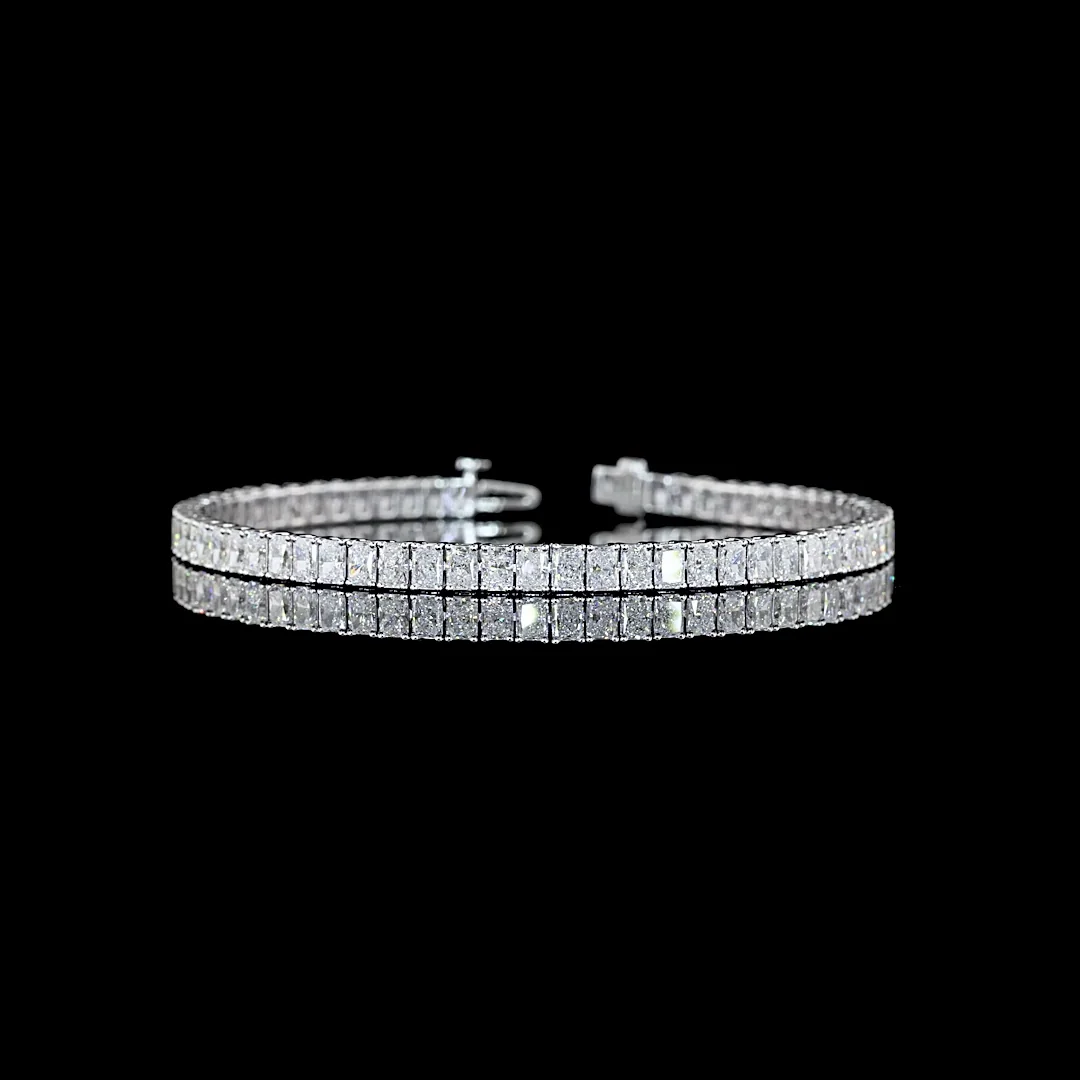 7.79 Cts 14k White Gold Radiant Shape Tennis Bracelet - Video