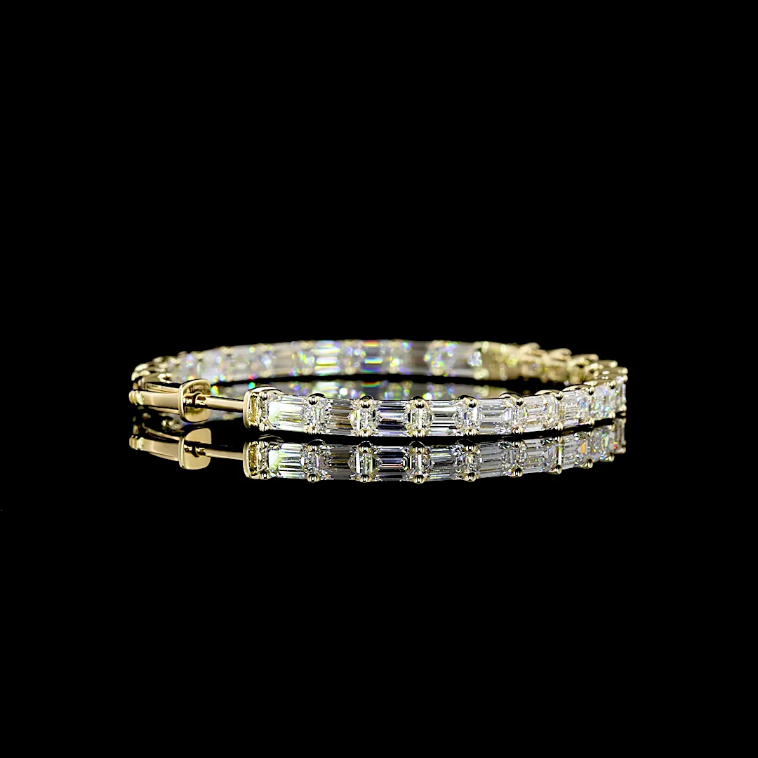 8.64 Cts 14k Yellow Gold Emerald Shape Hoops Earring - Image 2