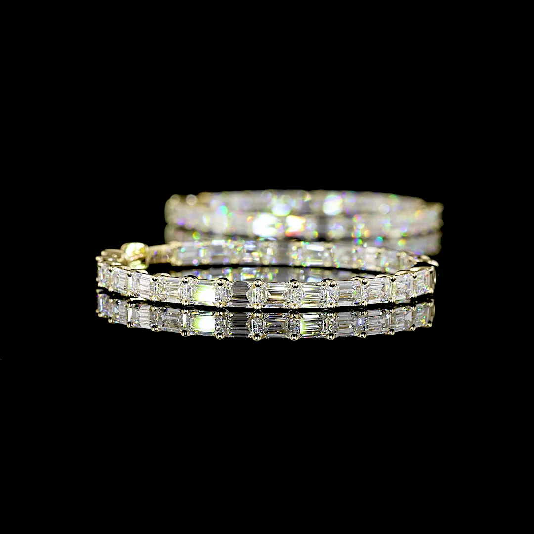 8.64 Cts 14k Yellow Gold Emerald Shape Hoops Earring - Image 4