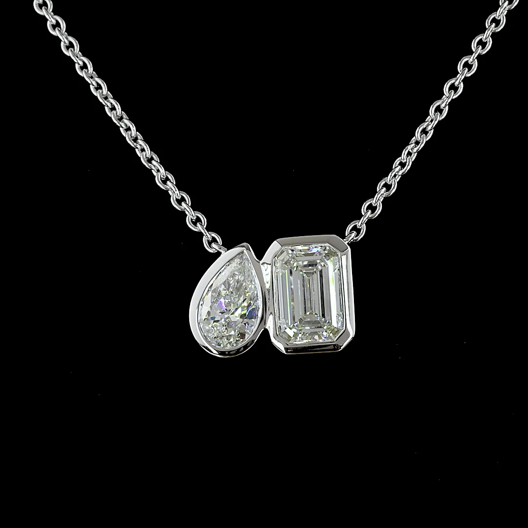 3.03 Cts 14k White Gold Mix Shape Pendant Pendant - Image 3