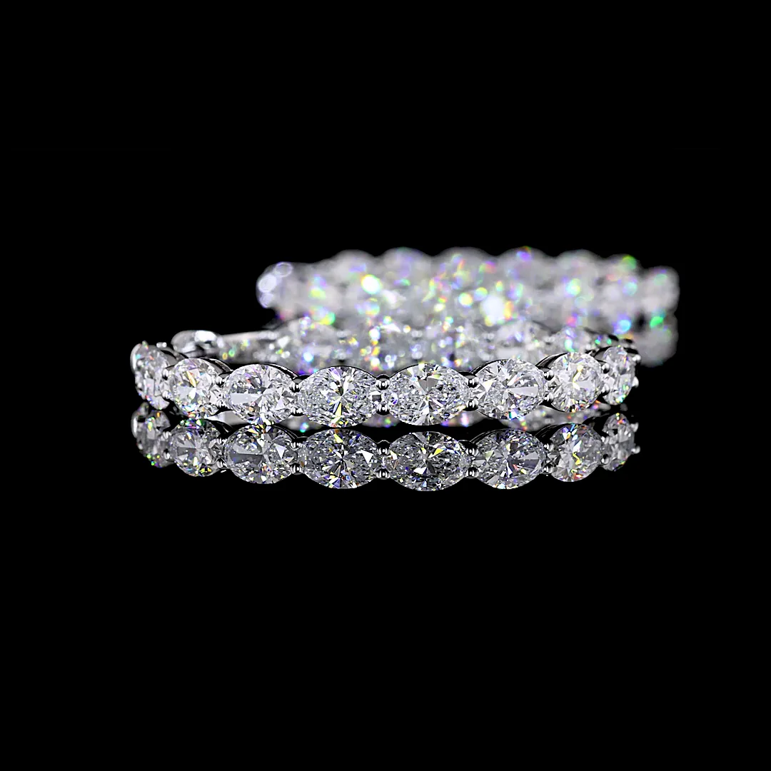 9.32 Cts 14k White Gold Oval Shape Hoops Earring - Image 2