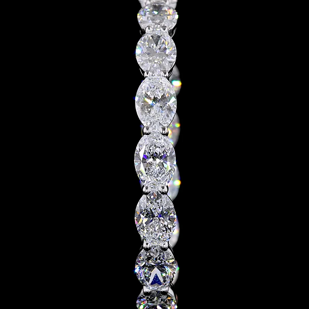 9.32 Cts 14k White Gold Oval Shape Hoops Earring - Image 3