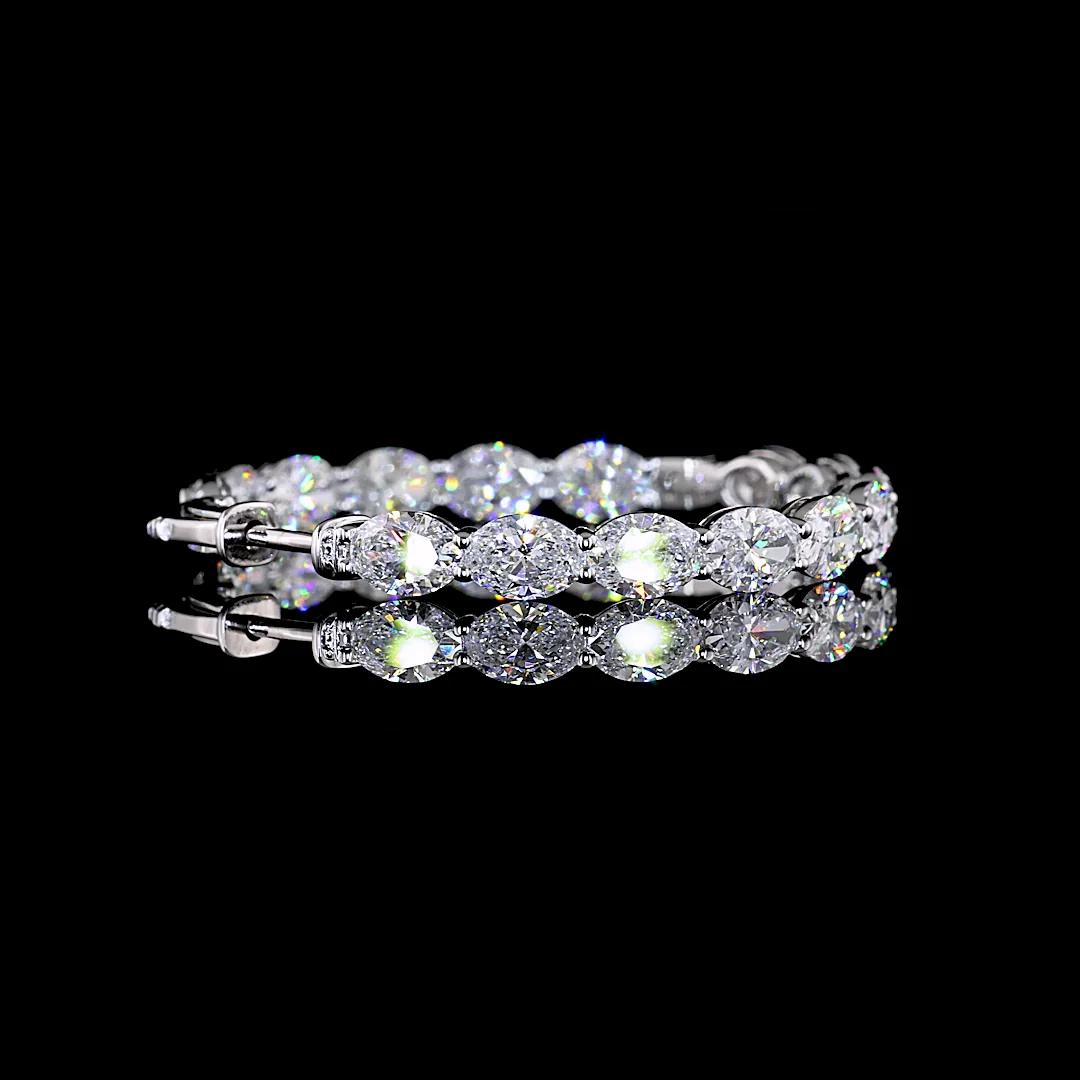 9.32 Cts 14k White Gold Oval Shape Hoops Earring - Image 4