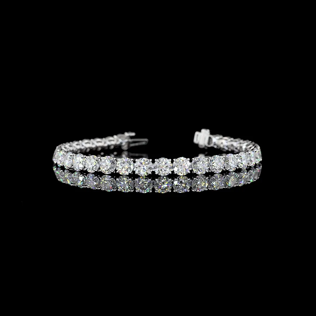 16.09 Cts Silver Round Shape Tennis Bracelet - Video