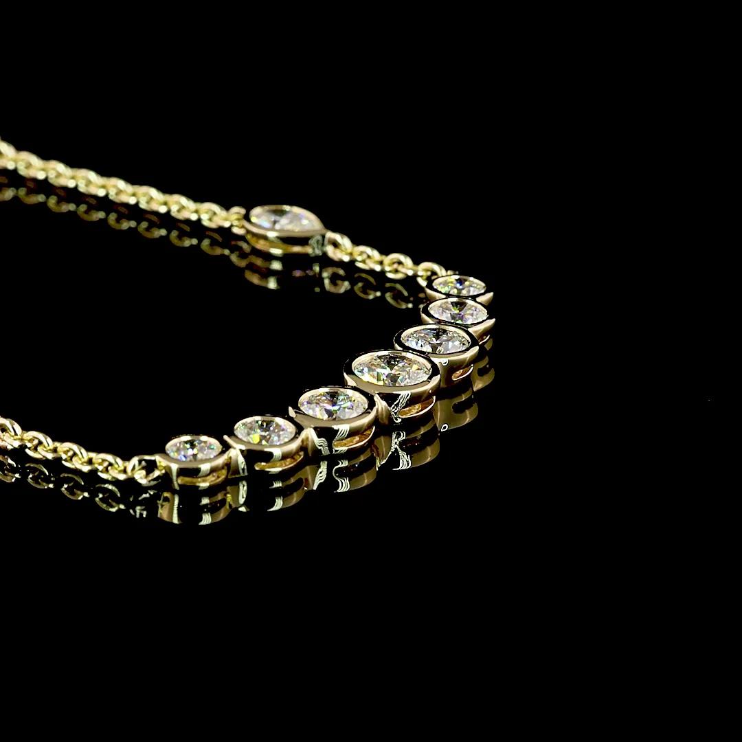 3.14 Cts 14k Yellow Gold Round Shape Station Necklace - Image 2