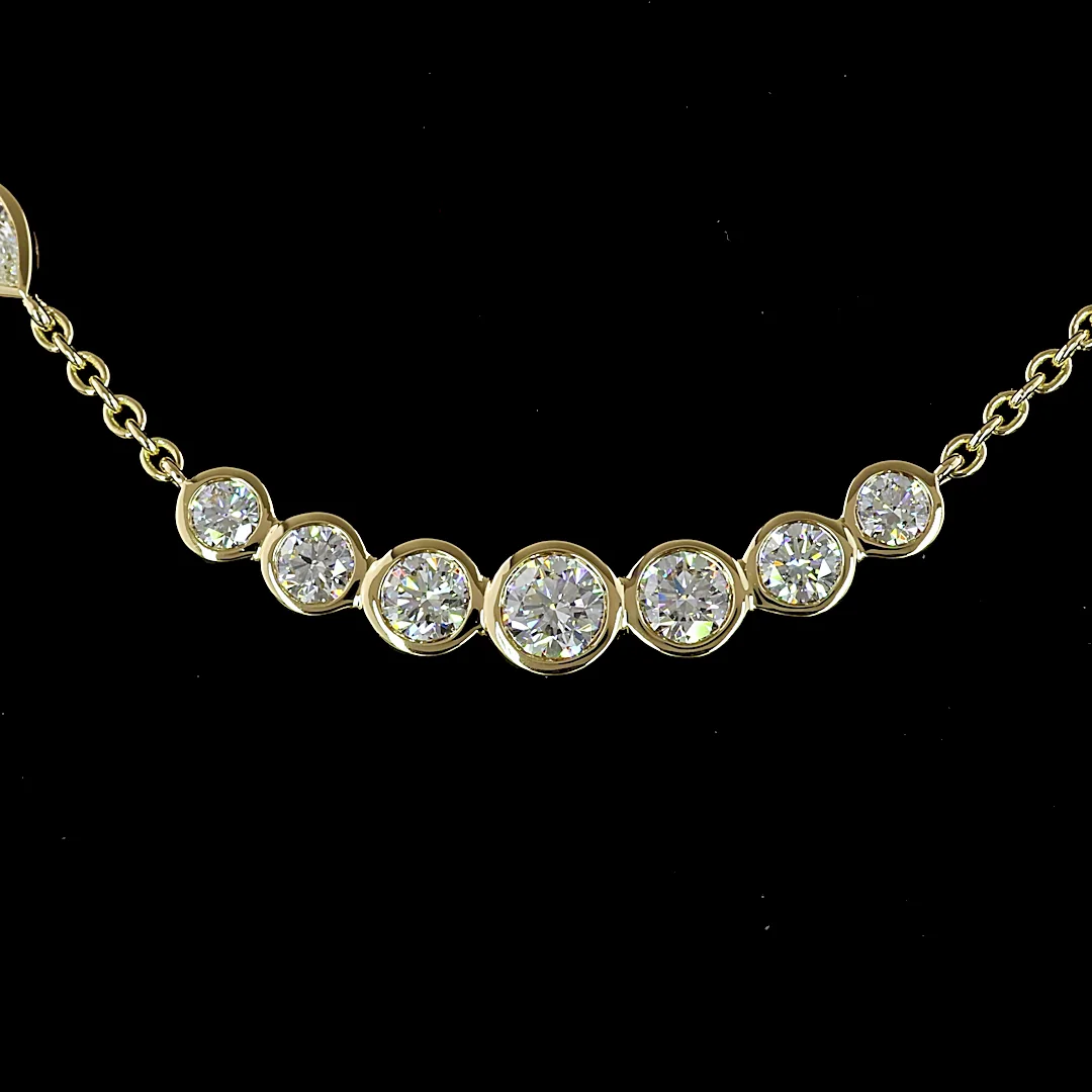 3.14 Cts 14k Yellow Gold Round Shape Station Necklace - Image 3