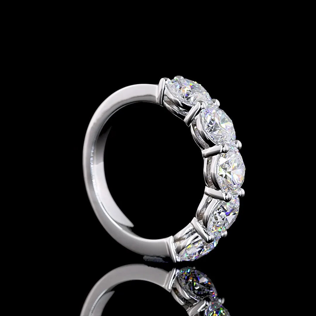 3 Cts 14k White Gold Round Shape 5 Stones Eternity Band - Image 2
