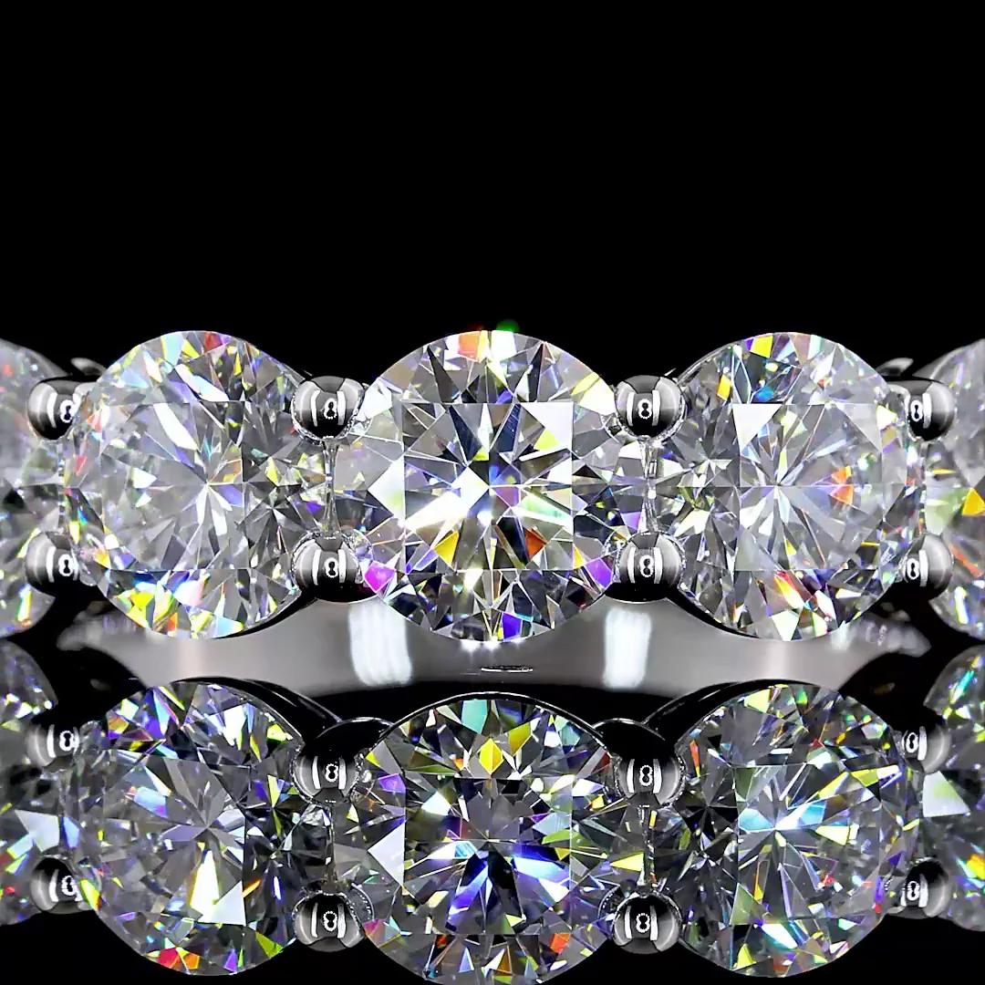 3 Cts 14k White Gold Round Shape 5 Stones Eternity Band - Image 3