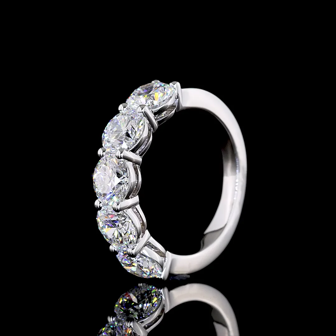 3 Cts 14k White Gold Round Shape 5 Stones Eternity Band - Image 4