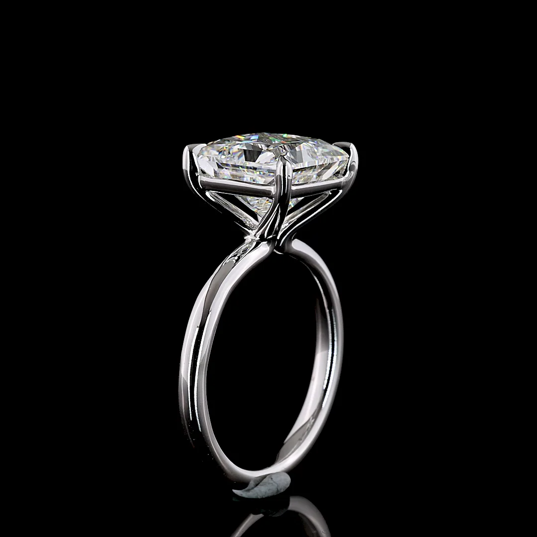 5.23 Cts 14k White Gold Princess Shape Solitaire Ring - Image 4