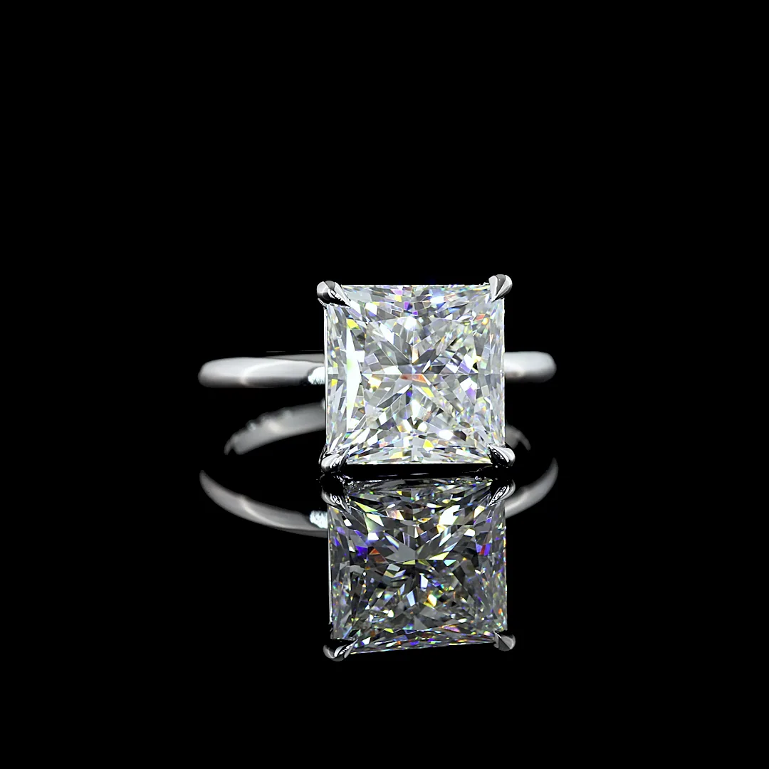 5.23 Cts 14k White Gold Princess Shape Solitaire Ring - Video