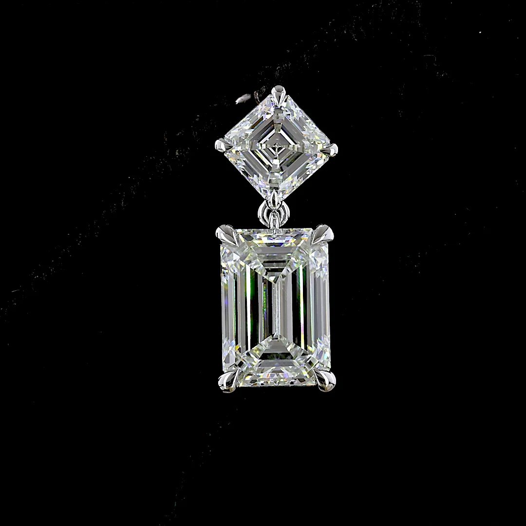 8.21 Cts 14k White Gold Mix Shape Hanging Earring - Image 3