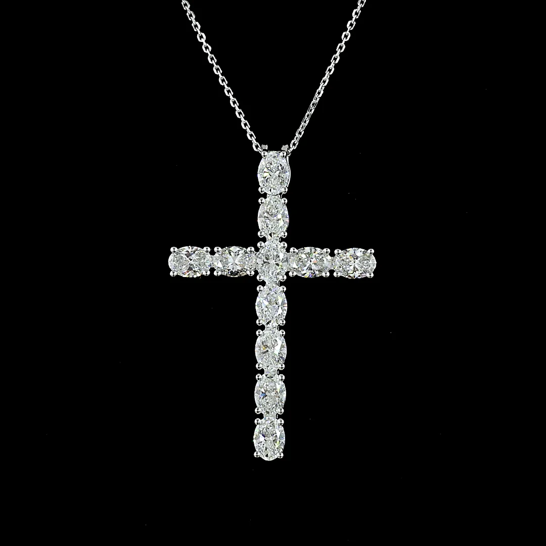 4.14 Cts 14k White Gold Oval Shape Symbol Pendant - Image 3
