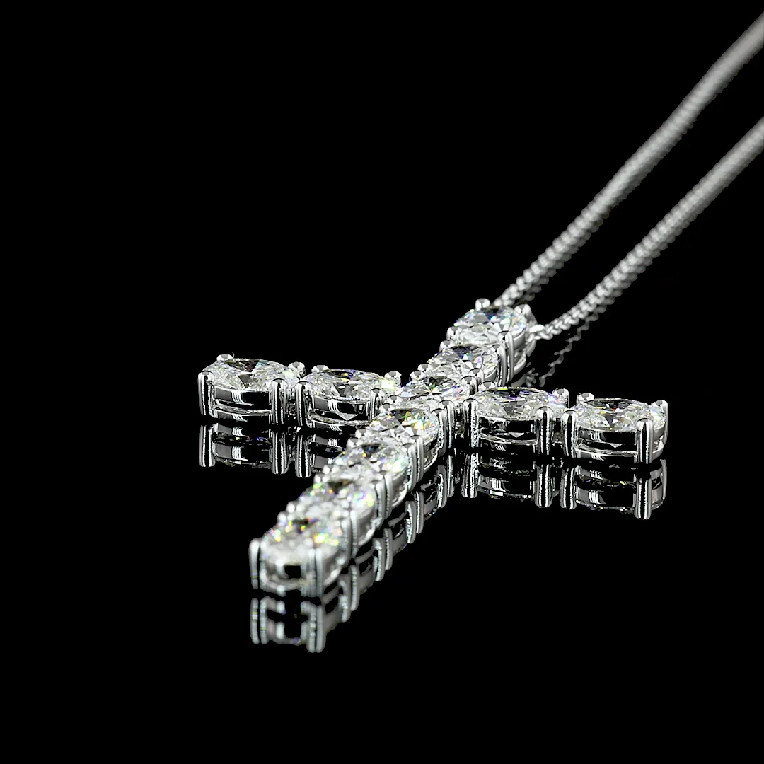 4.14 Cts 14k White Gold Oval Shape Symbol Pendant - Image 4