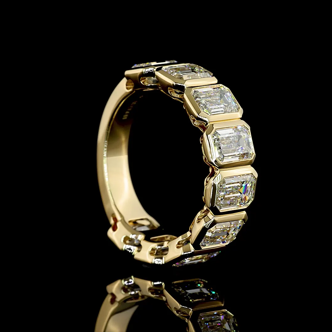 4.61 Cts 14k Yellow Gold Emerald Shape 3/4 Band Eternity Band - Image 2