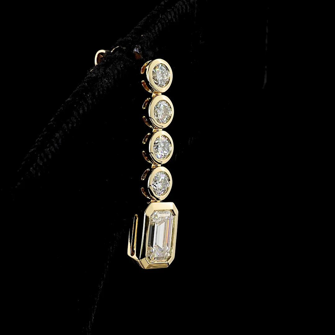 2.55 Cts 14k Yellow Gold Mix Shape Hanging Earring - Image 4