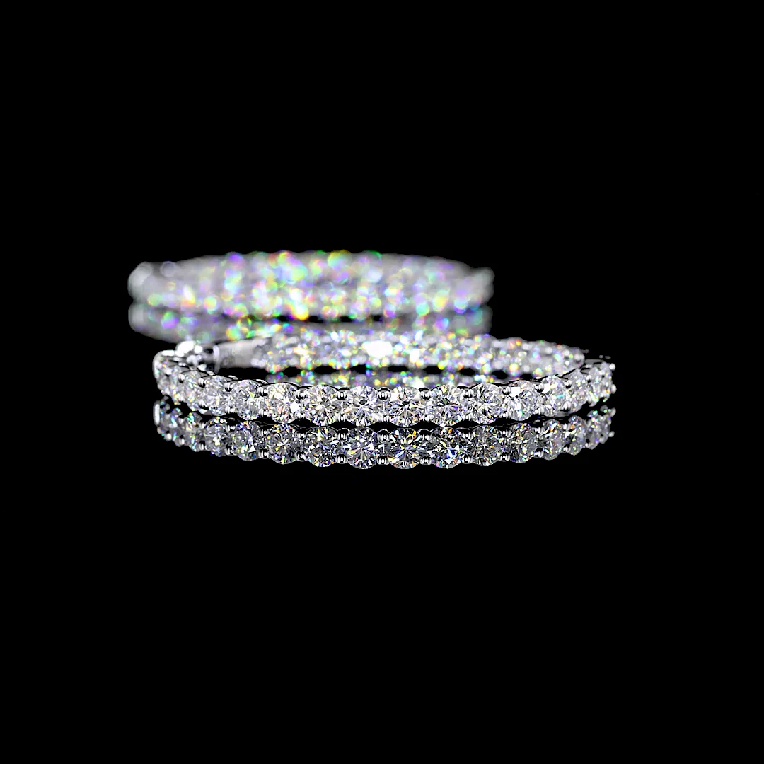 4.99 Cts 14k White Gold Round Shape Hoops Earring - Image 4