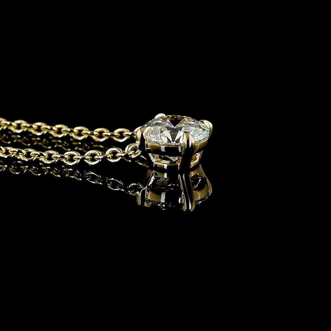 1.51 Cts 14k Yellow Gold Round Shape Solitaire Pendant - Image 2