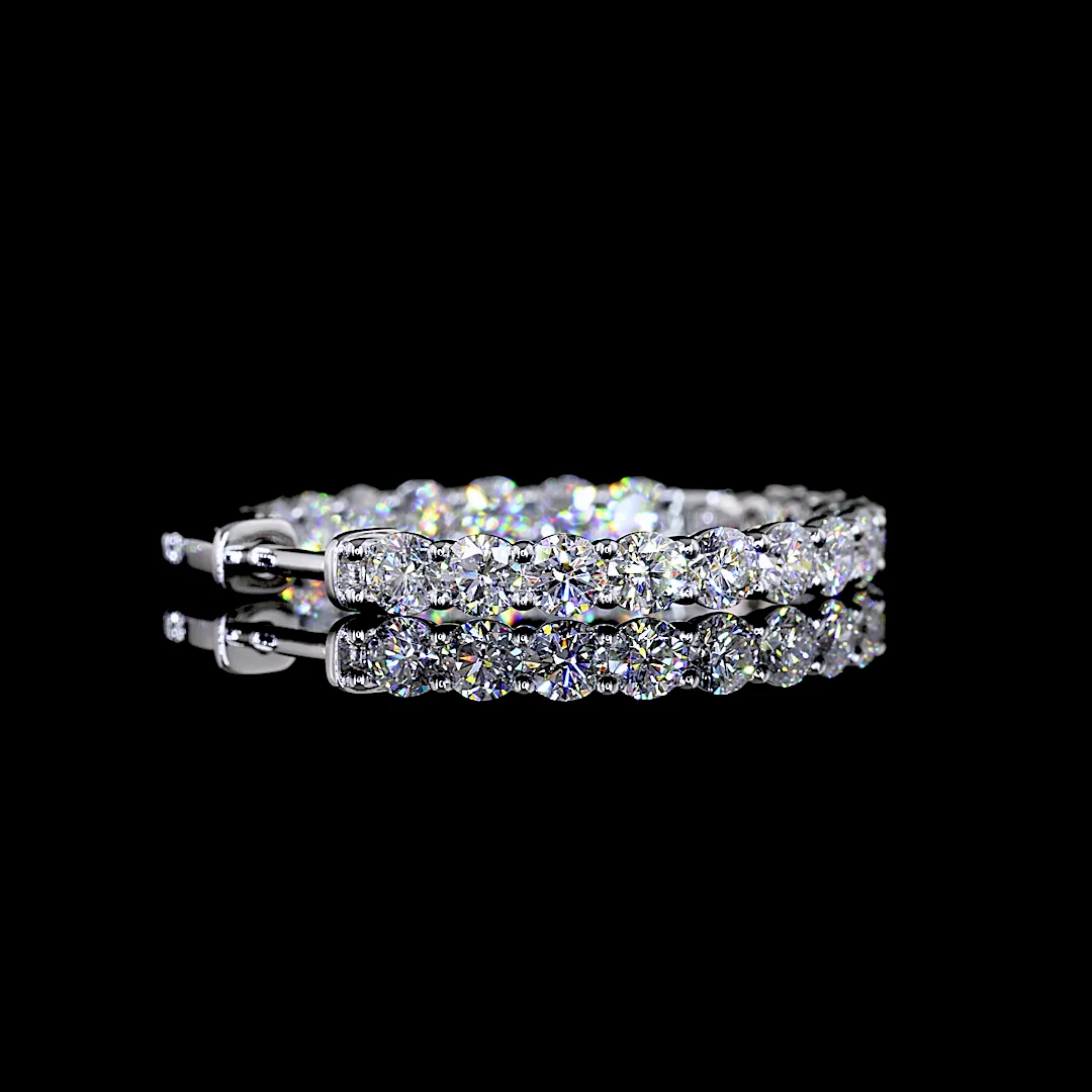 3.31 Cts 14k White Gold Round Shape Hoops Earring - Image 4
