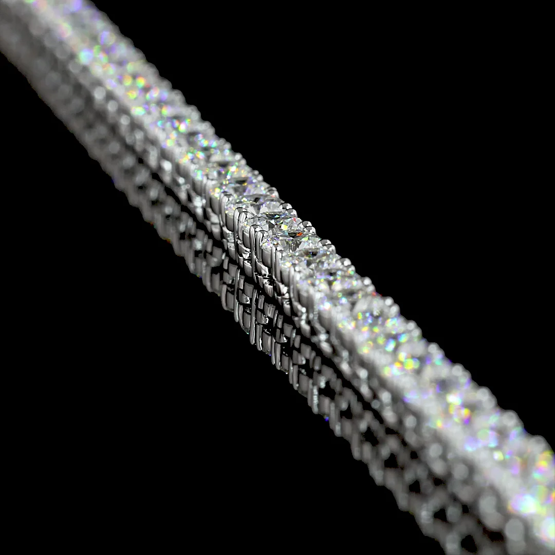 11.9 Cts 14k White Gold Round Shape Tennis Necklace - Image 2