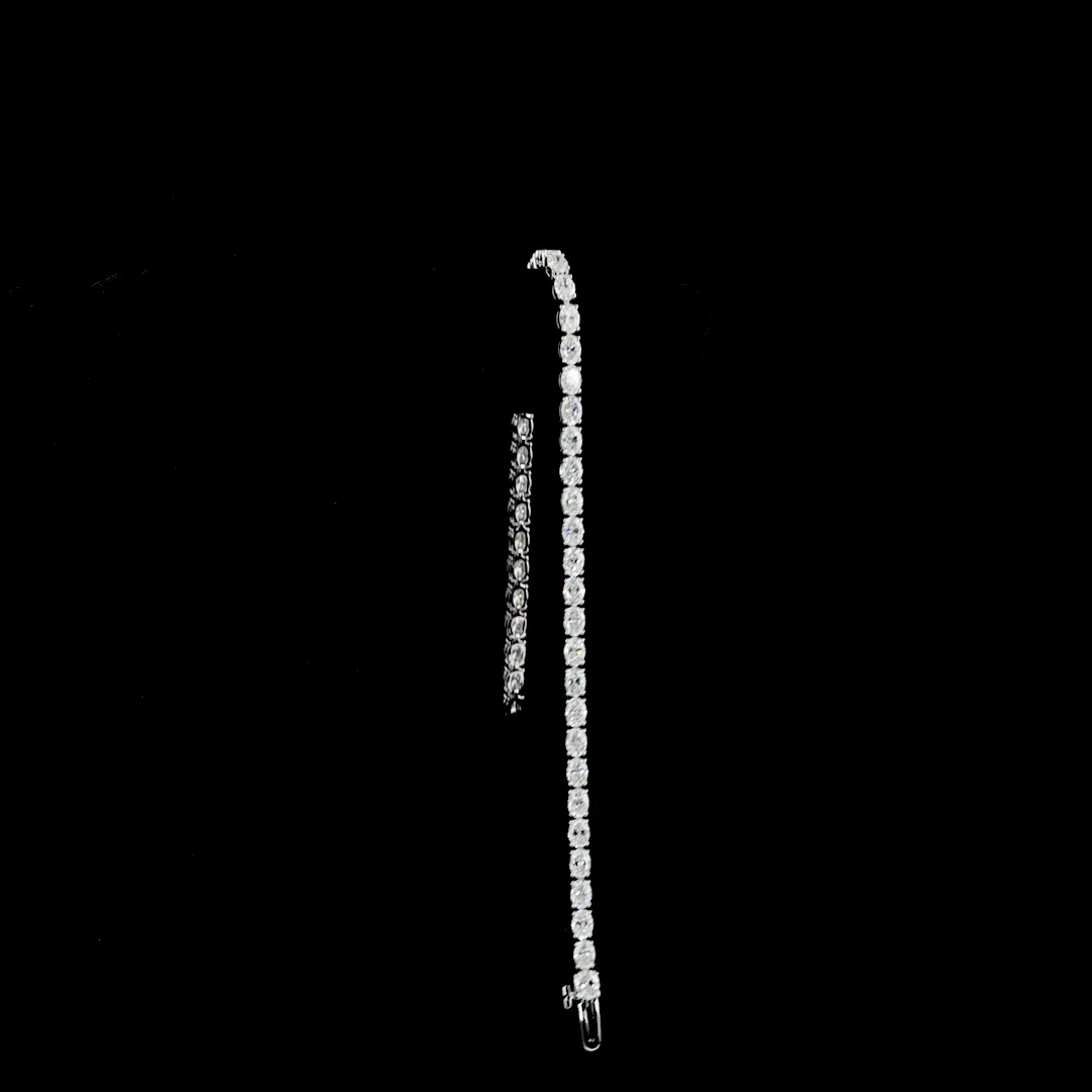 4.78 Cts 14k White Gold Oval Shape Tennis Bracelet - Image 3