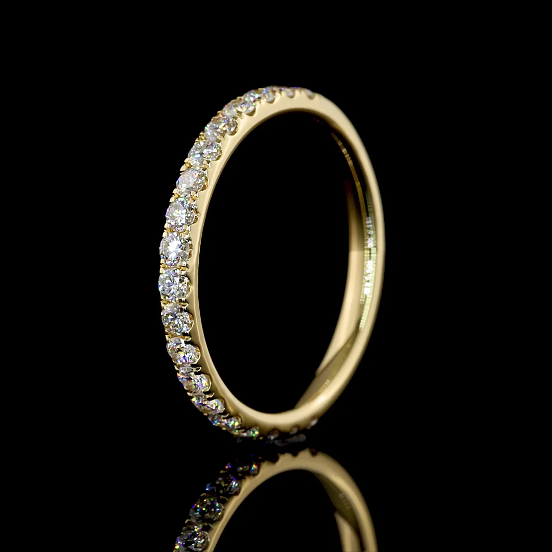 0.54 Cts 14k Yellow Gold Round Shape Half Eternity Eternity Band - Image 4
