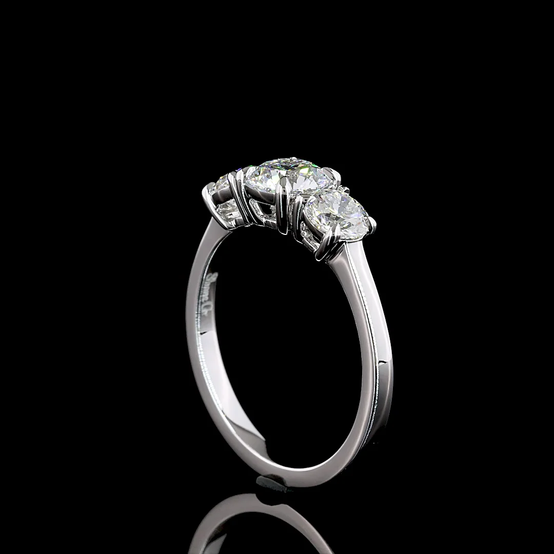 1.48 Cts 14k White Gold Round Shape 3 Stones Ring - Image 2