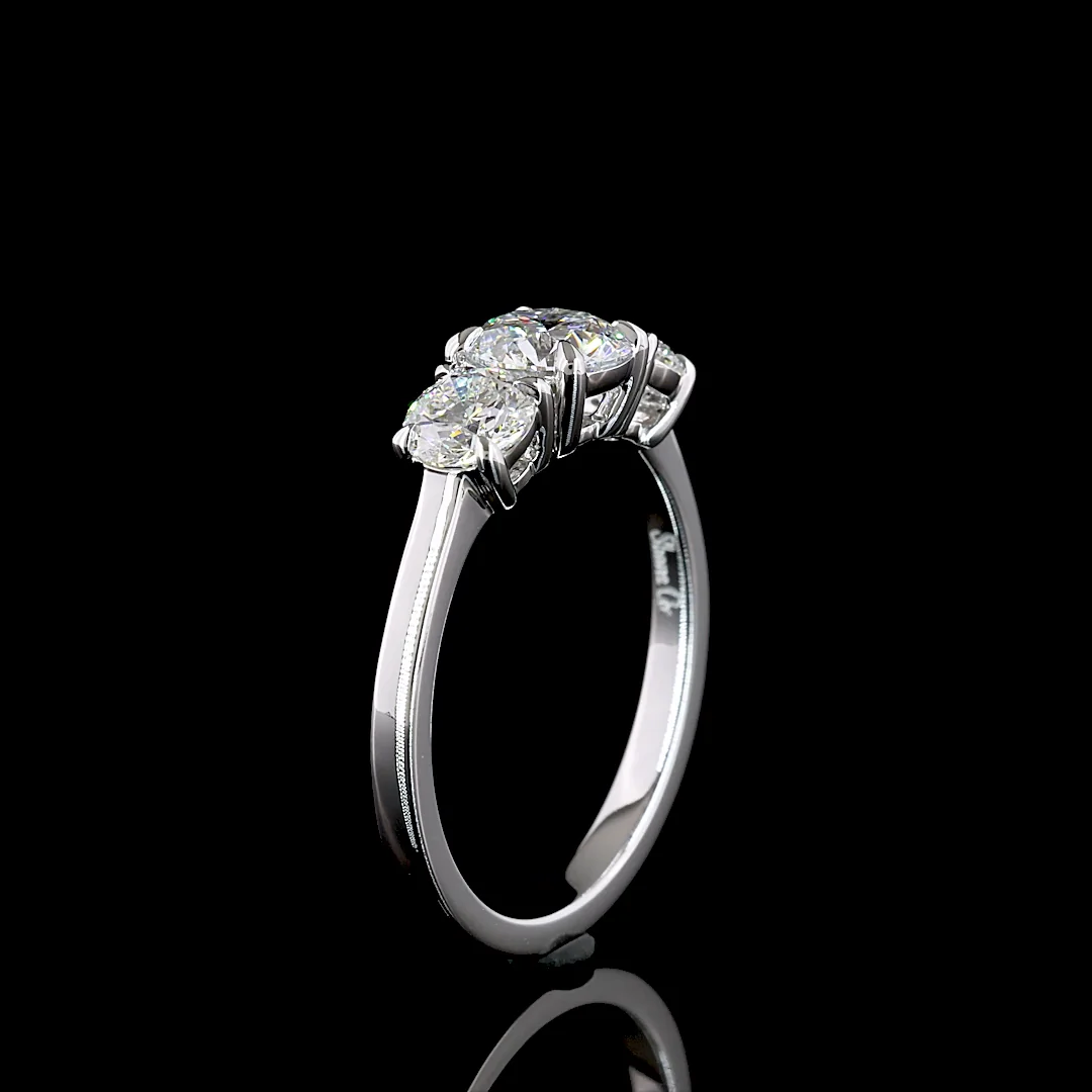 1.48 Cts 14k White Gold Round Shape 3 Stones Ring - Image 4