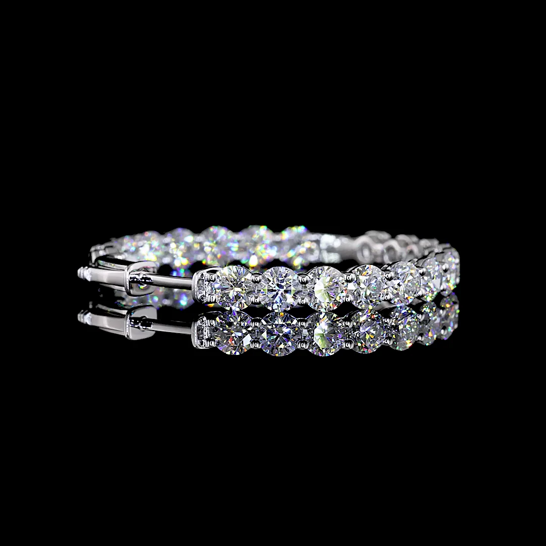 6.07 Cts 14k White Gold Round Shape Hoops Earring - Image 4