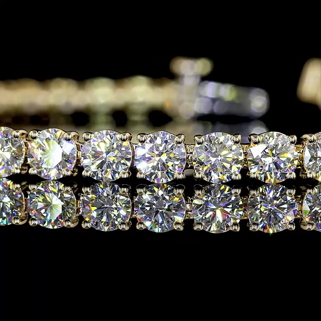 7.7 Cts 14k Yellow Gold Round Shape Tennis Bracelet - Image 2