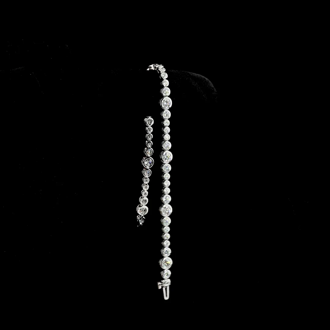4.17 Cts 14k White Gold Round Shape Station Line Tennis Bracelet - Image 3