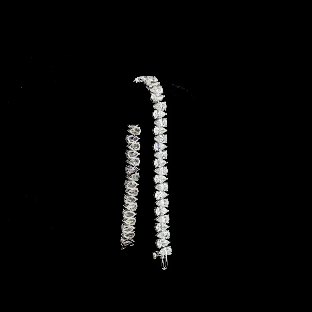 14.87 Cts 14k White Gold Pear Shape Tennis Bracelet - Image 3