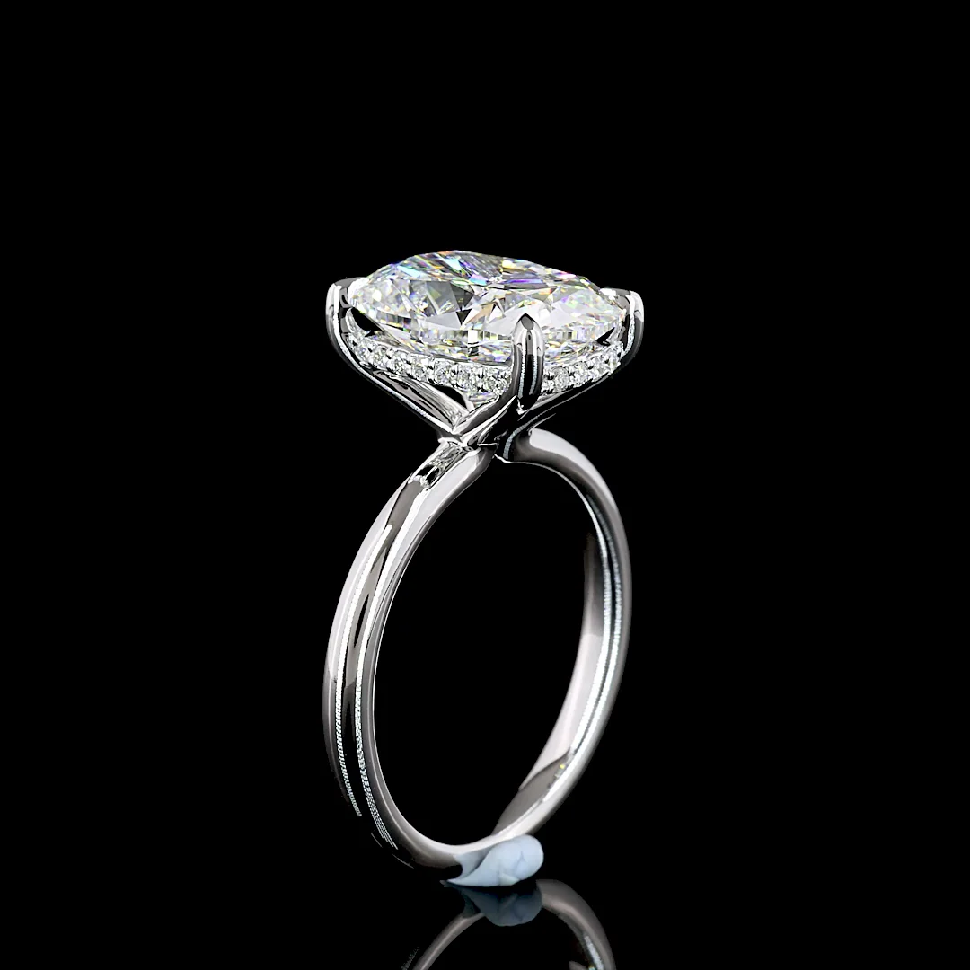 5.13 Cts 14k White Gold Cushion Brilliant Shape Hidden Halo Ring - Image 4