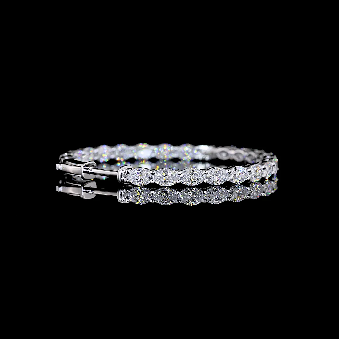 4.42 Cts 14k White Gold Oval Shape Hoops Earring - Image 2
