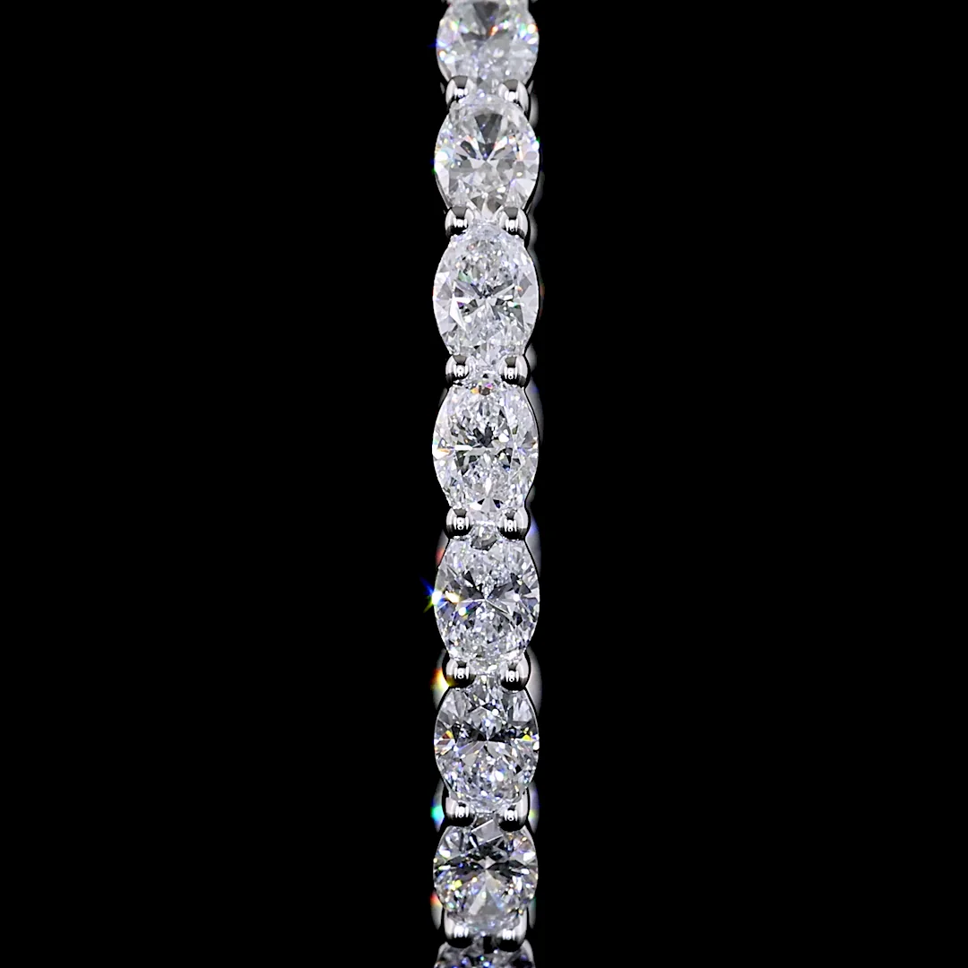 4.42 Cts 14k White Gold Oval Shape Hoops Earring - Image 3