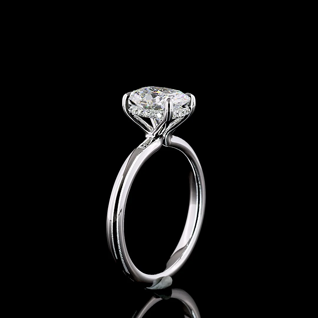 1.63 Cts 14k White Gold Cushion Modified Shape Hidden Halo Ring - Image 4