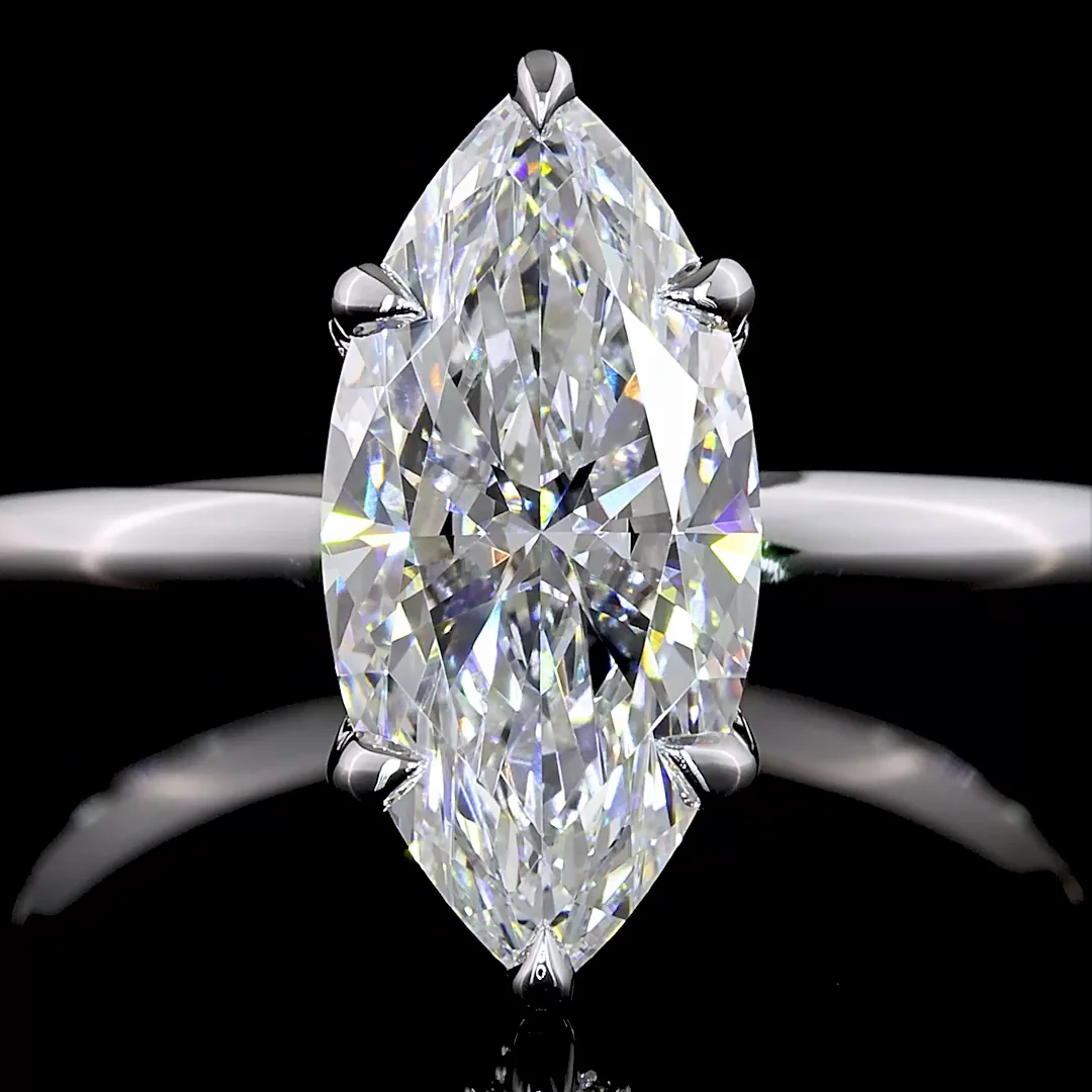 2.24 Cts 14k White Gold Marquise Shape Hidden Halo Ring - Image 3