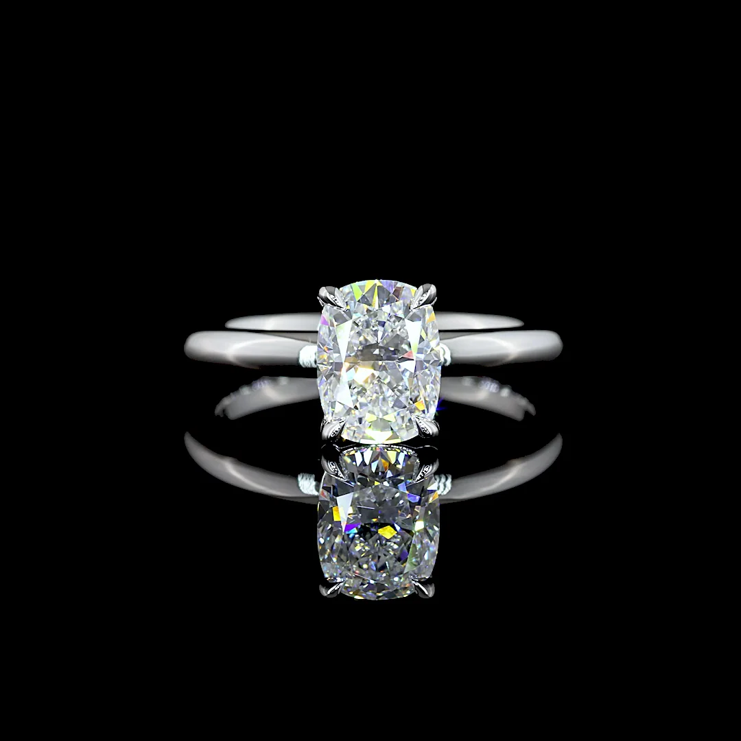 1.53 Cts 14k White Gold Cushion Modified Shape Solitaire Ring - Video