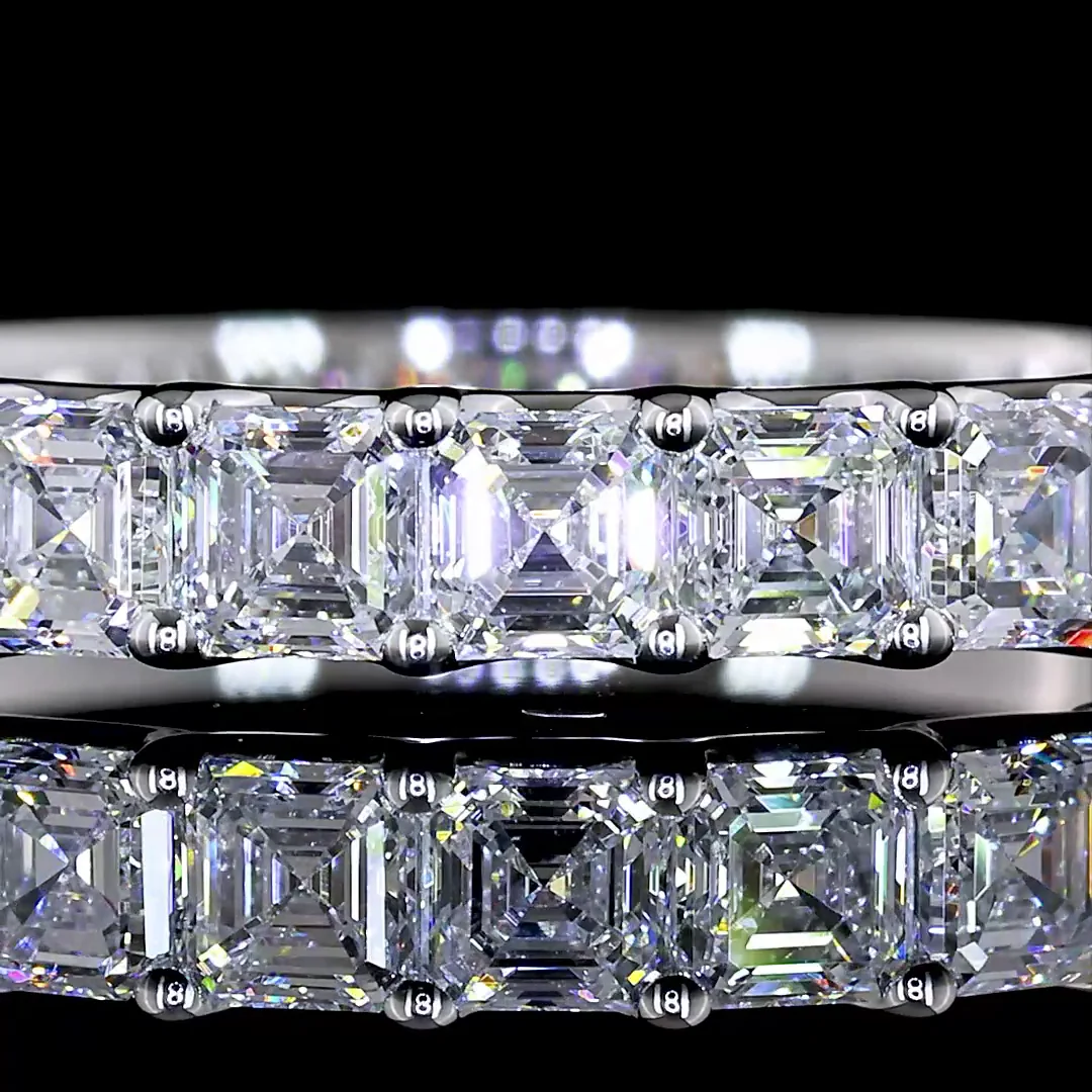1.13 Cts 14k White Gold Asscher Shape Half Eternity Eternity Band - Image 3