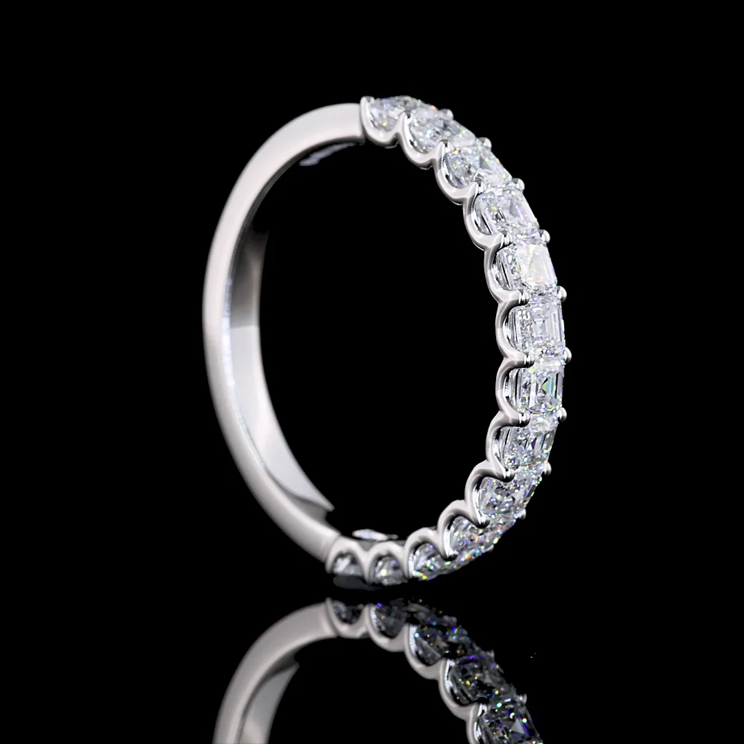 1.13 Cts 14k White Gold Asscher Shape Half Eternity Eternity Band - Image 4
