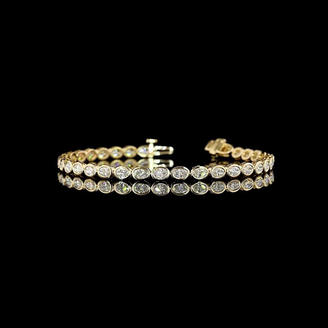 4.17 Cts 14k Yellow Gold Oval Shape Tennis Bracelet - Video