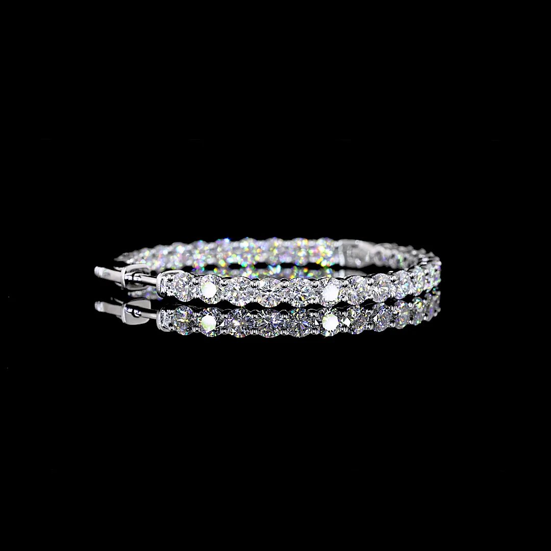 5.02 Cts 14k White Gold Round Shape Hoops Earring - Image 2