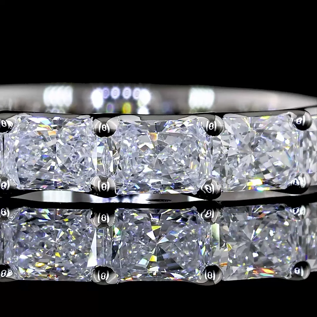 1.29 Cts Platinum Radiant Shape 3/4 Band Eternity Band - Image 3