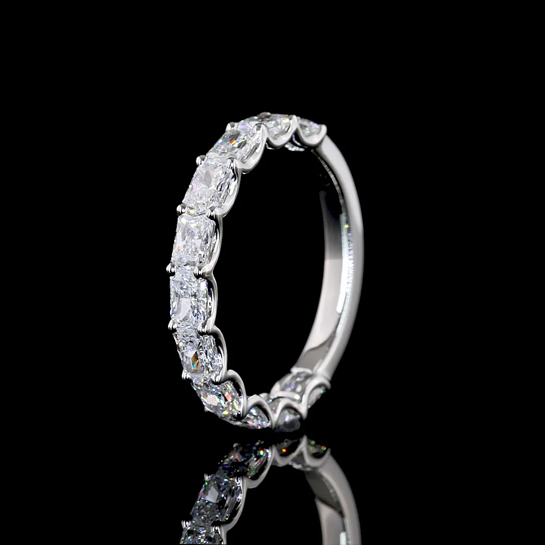 1.29 Cts Platinum Radiant Shape 3/4 Band Eternity Band - Image 4