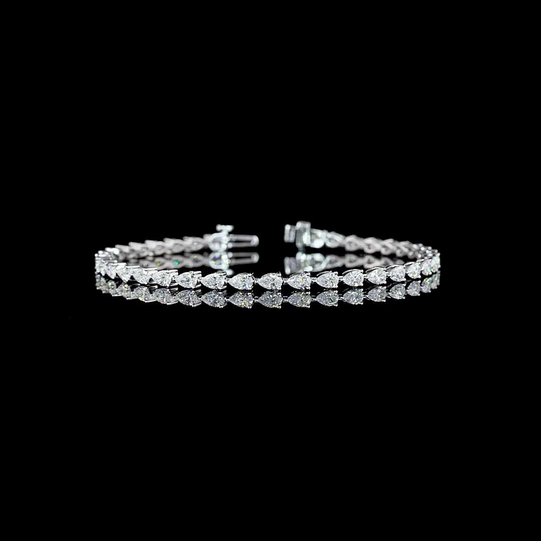 4.06 Cts 14k White Gold Pear Shape Tennis Bracelet - Video