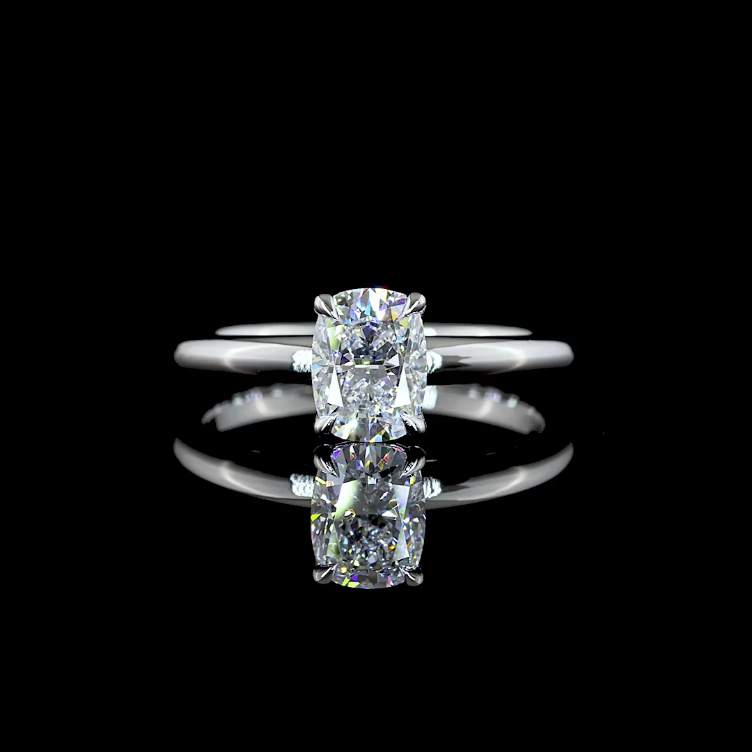 1.05 Cts 14k White Gold Cushion Modified Shape Solitaire Ring - Video